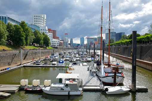 Port basin of the Media Harbor in Düsseldorf