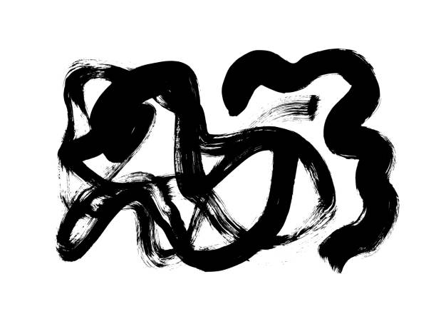 istock Vector black paint, ink brush stroke or swirls shape. Dirty grunge design wavy element or background for text. 1253234593