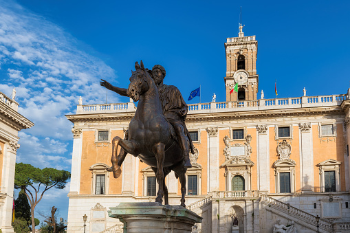 Cagliari, Italy - September 29, 2023: tourists visiting Saint Remy Bastion, a building built in classic style between 1896 and 1902 on the old city's medieval bastions.