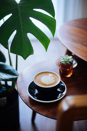 Hot Coffee latte with beautiful latte art