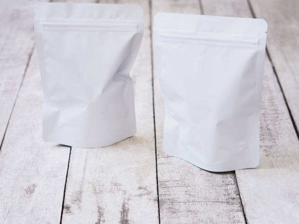 istock White zipper bag for food packaging. 1253236346