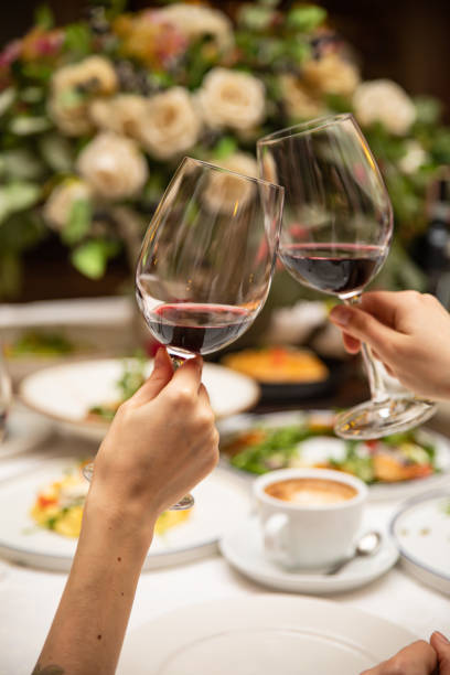 istock Banquet table with wine and food 1253237465