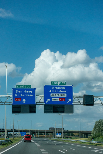 Driving direction to Rotterdam and the Hague on A12 motorway