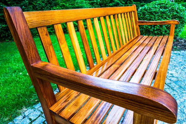istock wooden park bench 1253242650