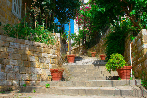 small stone stairway in the Lebanon mountain village Broummana
