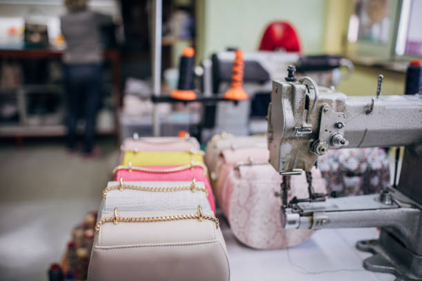istock Close up of female purses in a row 1253249128