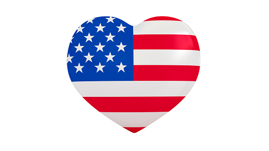 Heart with american flag. USA independence day. Clipping path included. Template for banner, greeting card, invitation, flyer, poster, etc.