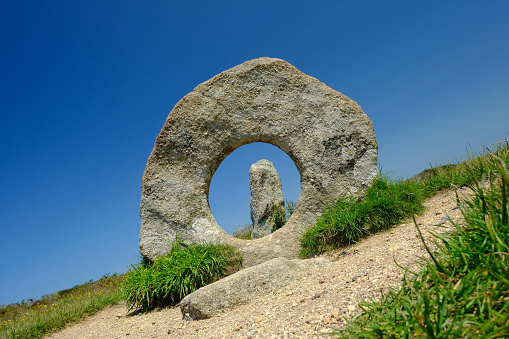 Men-an-Tol, ancient standing stones in West Cornwall, UK.