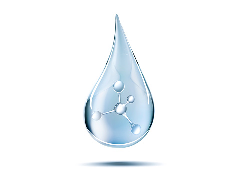 Blue Water drop with molecule inside