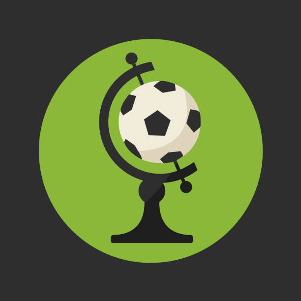 ilustrações de stock, clip art, desenhos animados e ícones de clean soccer ball on globe vector - england map soccer soccer ball