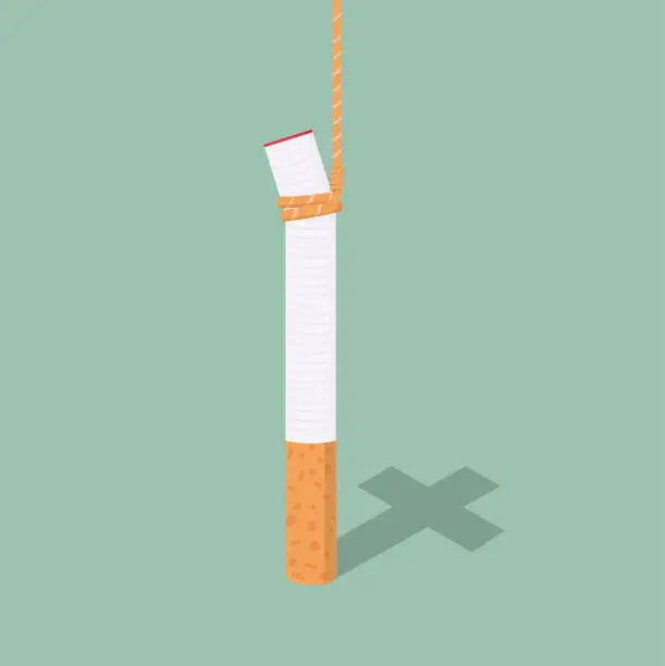 Vector illustration of Cigarette cross shadow with rope concept