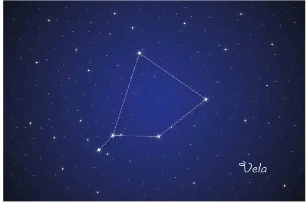 Vector illustration of Constellation Vela in the night sky