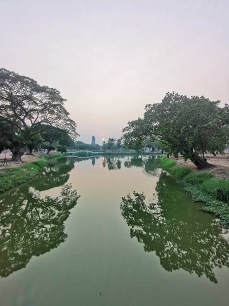 istock Pond in Ayutthaya historical park with reflection 1253269420