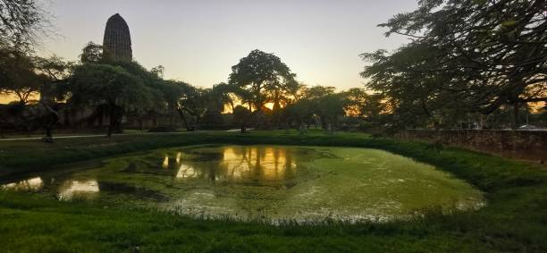 istock Sunset with Ayutthaya ancient historical park promote by UNESCO 1253269629