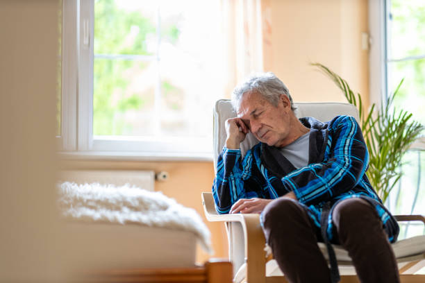 istock Portrait of senior man looking depressed 1253272467