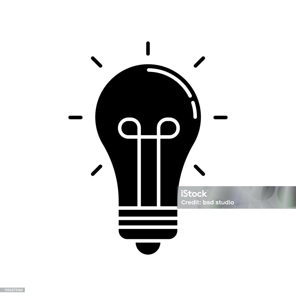 Bóng Đèn Màu Đen Glyph Biểu Tượng Bóng Đèn Phát Sáng Hãy Nghĩ Đến ...
