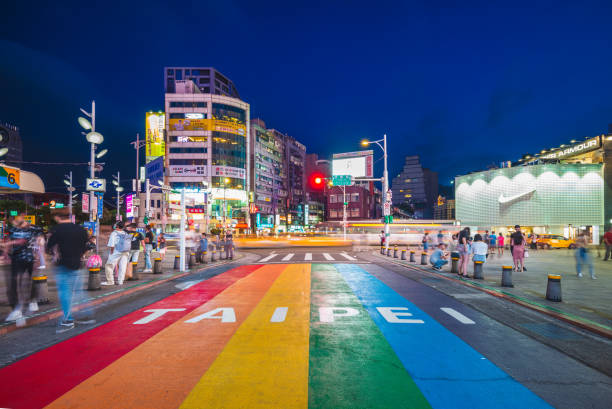 night view of ximending - sex district imagens e fotografias de stock