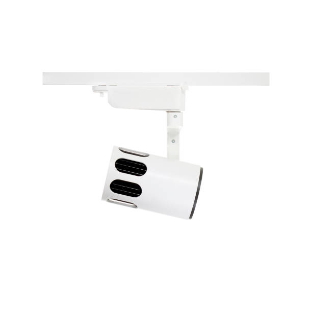 istock White spot light source. Lamp LED. Spot ceiling Track light lamp isolated on white background. 1253274422