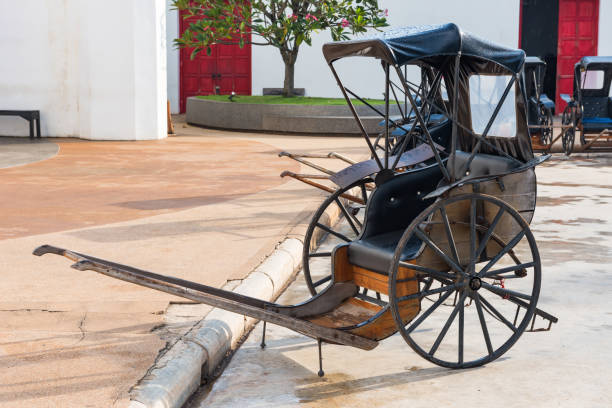 istock Rickshaw in ancient town wait for riding by tourist people 1253274492