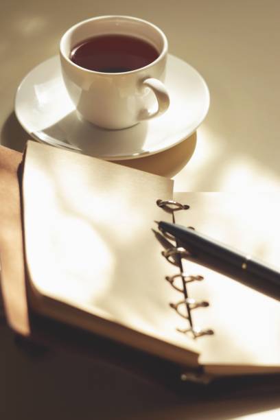 istock An open notebook for planning, a pen and a small cup of aromatic coffee 1253274557