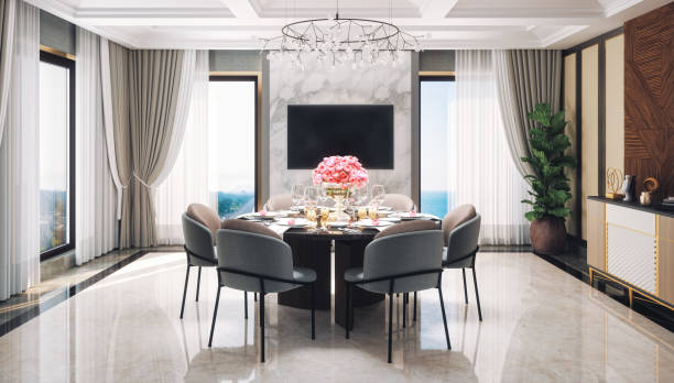 Luxury Dining Room With Seascape