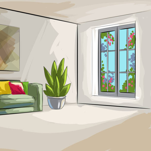 illustrations, cliparts, dessins animés et icônes de beau dessin de salon - wallpaper retro revival living room decor