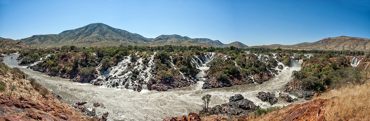 A stitched panorama of the Epupa waterfalls in the Kunene River