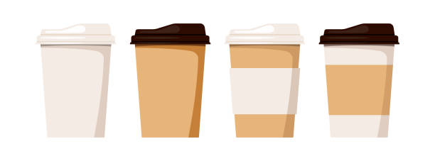 coffee to go tasse set isoliert auf weißem hintergrund. - kaffeetasse stock-grafiken, -clipart, -cartoons und -symbole