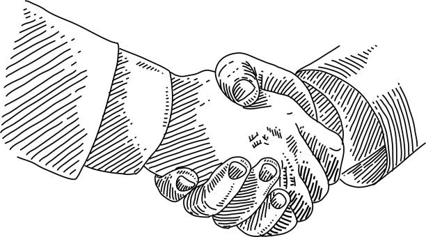 Line drawing of Handshake. Elements are grouped.contains eps10 and high resolution jpeg.