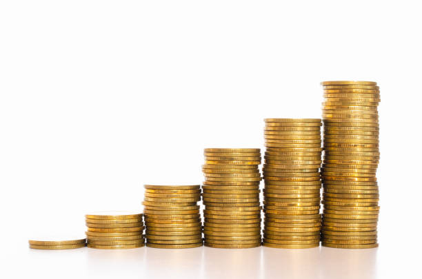 istock golden coins stack growth with white background. money saving. business investment successful growing and financial and banking concept. 1253282506