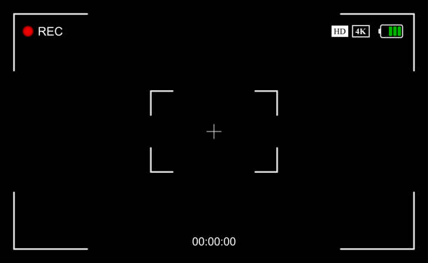istock Camera frame viewfinder screen of video recorder, recording video screen, digital display interface. Camera viewfinder, rec icon with information and timing, video screen background 1253283685