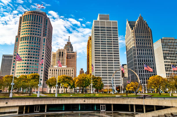 istock Downtown Detroit from Hart Plaza. USA 1253287549
