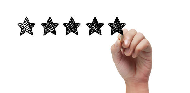 istock Blurred background rating with hand drawn stars 1253288028