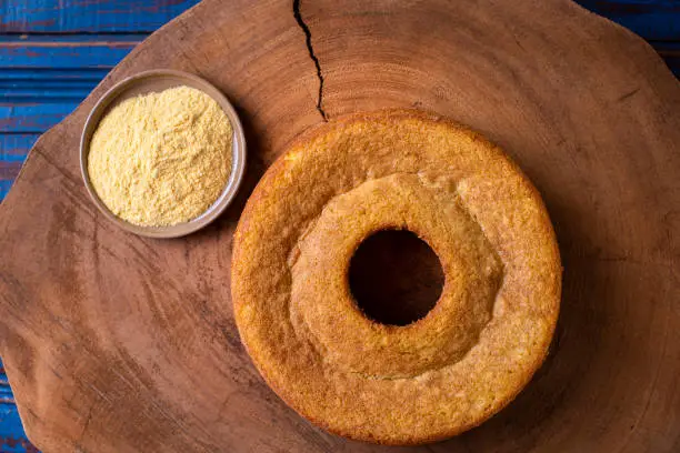 Brazilian corn cake made with a type of corn flour (Fuba).