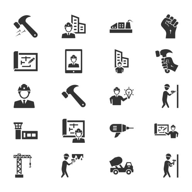 Construction Black Icons Set 02 Construction Black Icons Set 02 penthouse icon stock illustrations