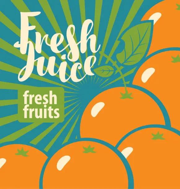 Vector illustration of fresh juice - fresh fruit, vector banner or label
