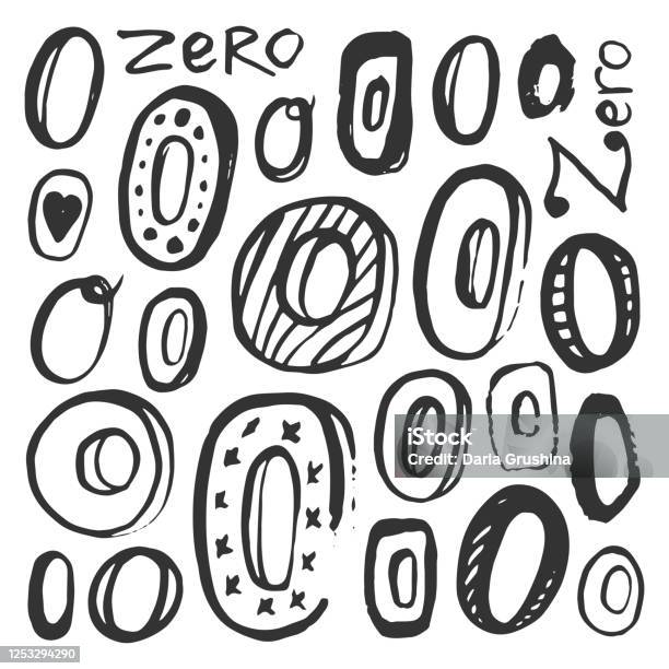 Vector Drawing Numbers Abstract Hand Drawn Numbers Isolated Vector Sign Symbol Design Element ...