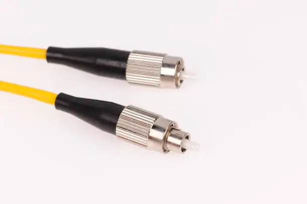 Photo of Fiber optic cables isolated on grey background