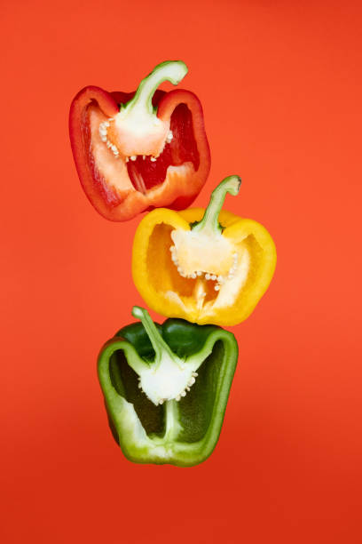 istock Sliced paprika on bright background. Cooking concept. 1253294799