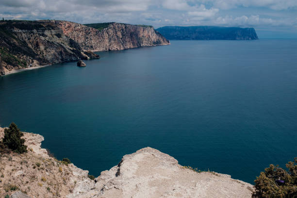 view of the Black Sea coast, Crimea, Sudak 01.05.18