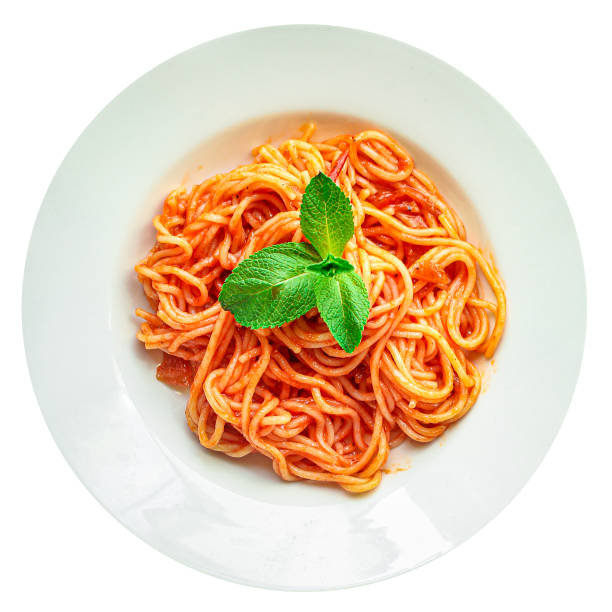 istock spaghetti pasta tomato sauce serving size second course. food background top view copy space for text healthy eating 1253304504