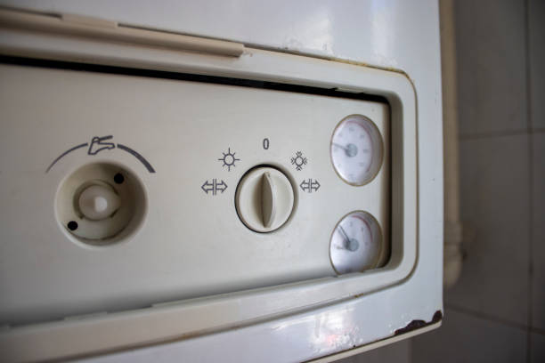 중앙 난방 보일러 패널 - boiler gas boiler thermostat control panel 뉴스 사진 이미지