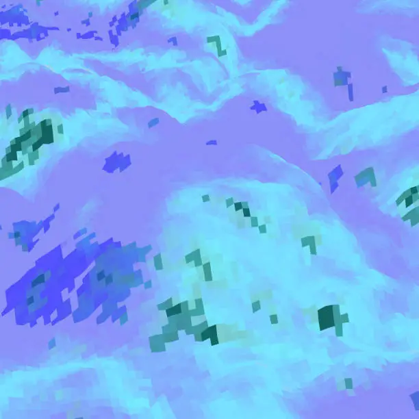 Vector illustration of Abstract background with topographic landscape map and pixelated structure with textured mountains