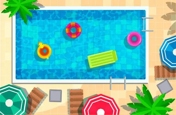 Vector illustration of Vector illustration of swimming pool in top view background