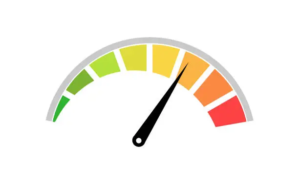 Vector illustration of Color speedometer. Speed ââ°M. Heating, temperature scale icon. Vector illustration