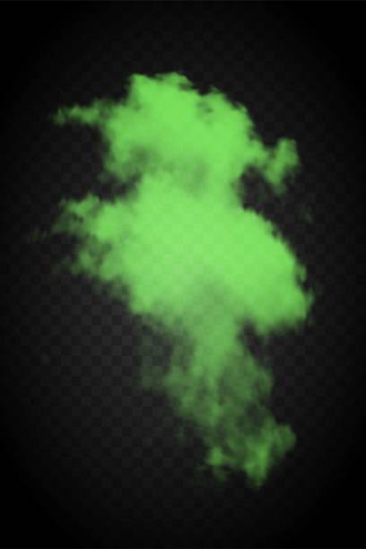 illustrations, cliparts, dessins animés et icônes de smog vert isolé sur fond transparent noir - toxic substance smoke abstract green