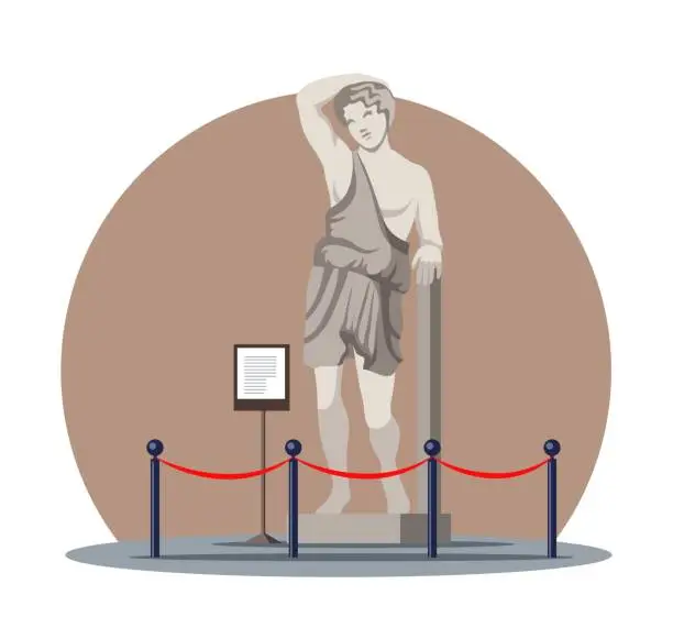 Vector illustration of Greek sculpture antique statue in historic museum