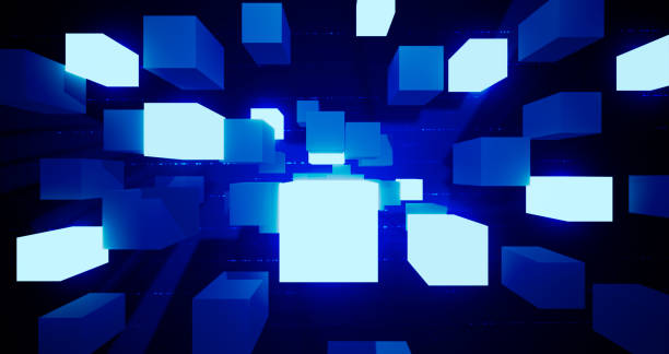 istock 3D Illustration abstract backgrounds with cube square touch technology concept innovation to blockchain safe business digital cashless bitcoin world 1253310259