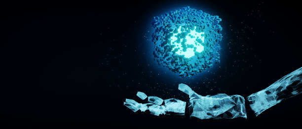 istock 3D Illustration abstract backgrounds with cube square touch technology concept innovation to blockchain safe business digital cashless bitcoin world 1253310316
