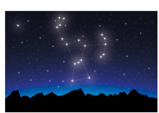Constellation Orion in night sky Wallpaper with constellation Orion in night sky orion stars stock illustrations